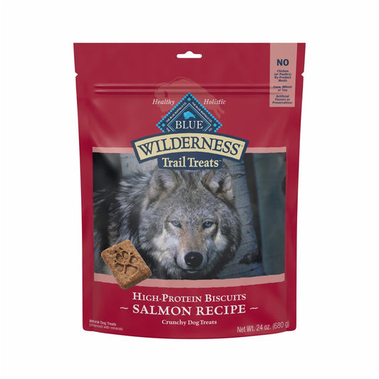 Wilderness Trail Treats High Protein Salmon Flavor Crunchy Biscuit Treats for Dogs, Grain-Free, 24 Oz. Bag