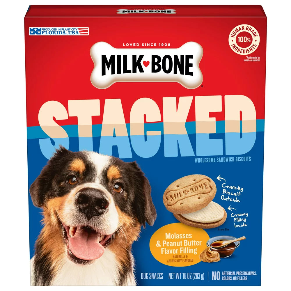 Stacked Dog Biscuits, Molasses & Peanut Butter Flavor, Naturally & Artificially Flavored, 10 Oz