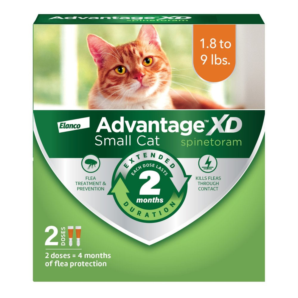 Small Cat 2-Month Flea Prevention for Cats 1.8-9Lbs, 2 Doses (4-Months)