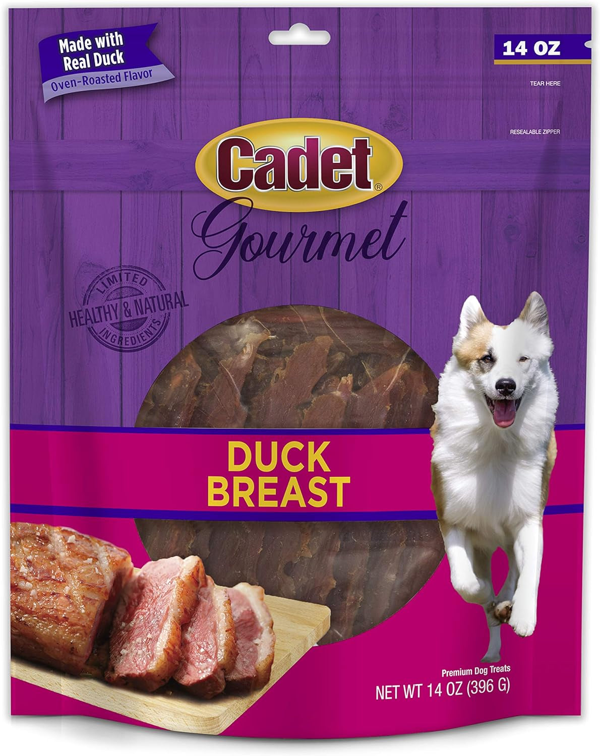 Gourmet Duck Breast Dog Treats - Healthy & Natural Dog Training Treats for Small & Large Dogs - Inspected & Tested in USA (14 Oz.)