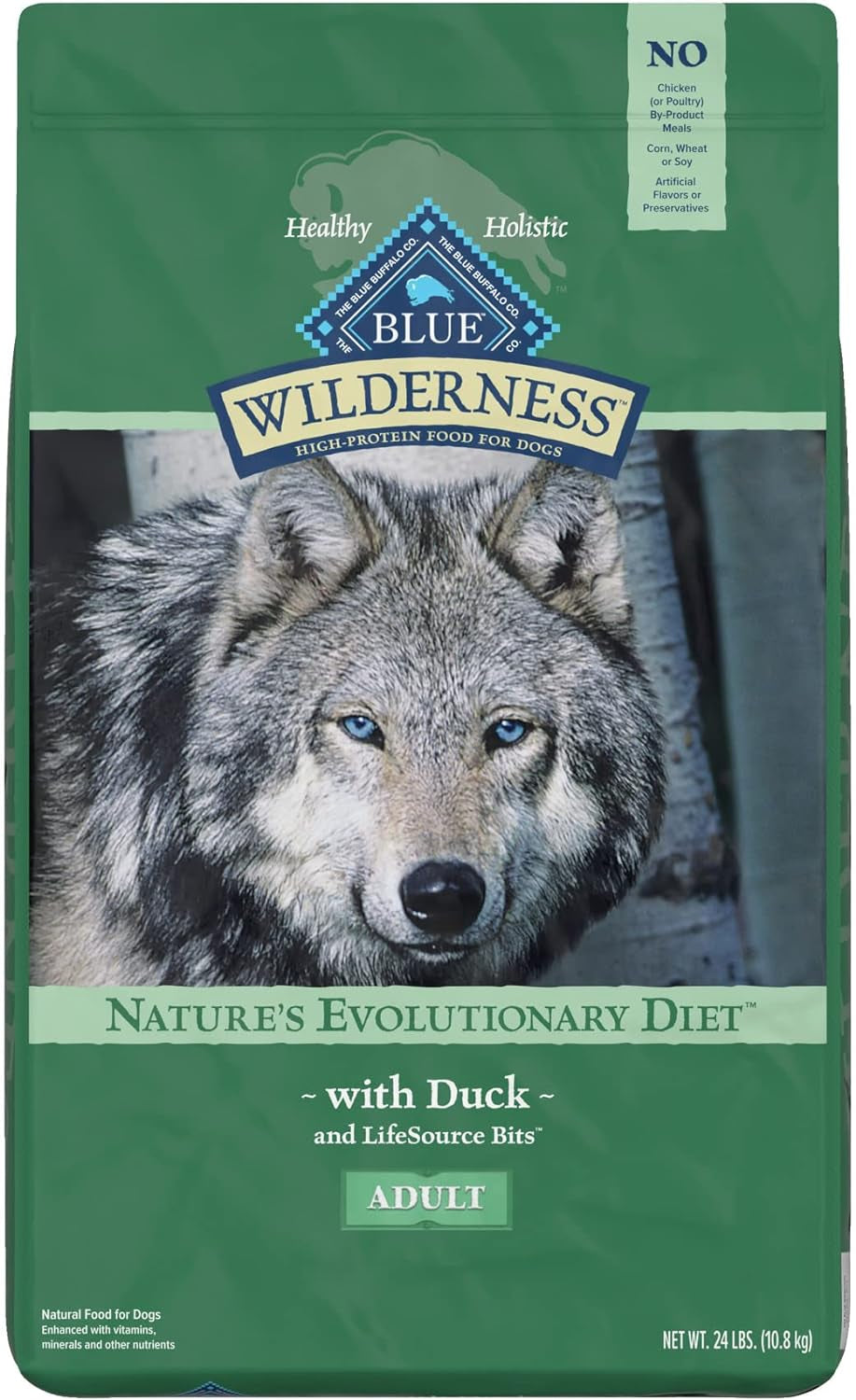 Blue Buffalo Wilderness High Protein, Natural Adult Dry Dog Food, Duck 24-Lb