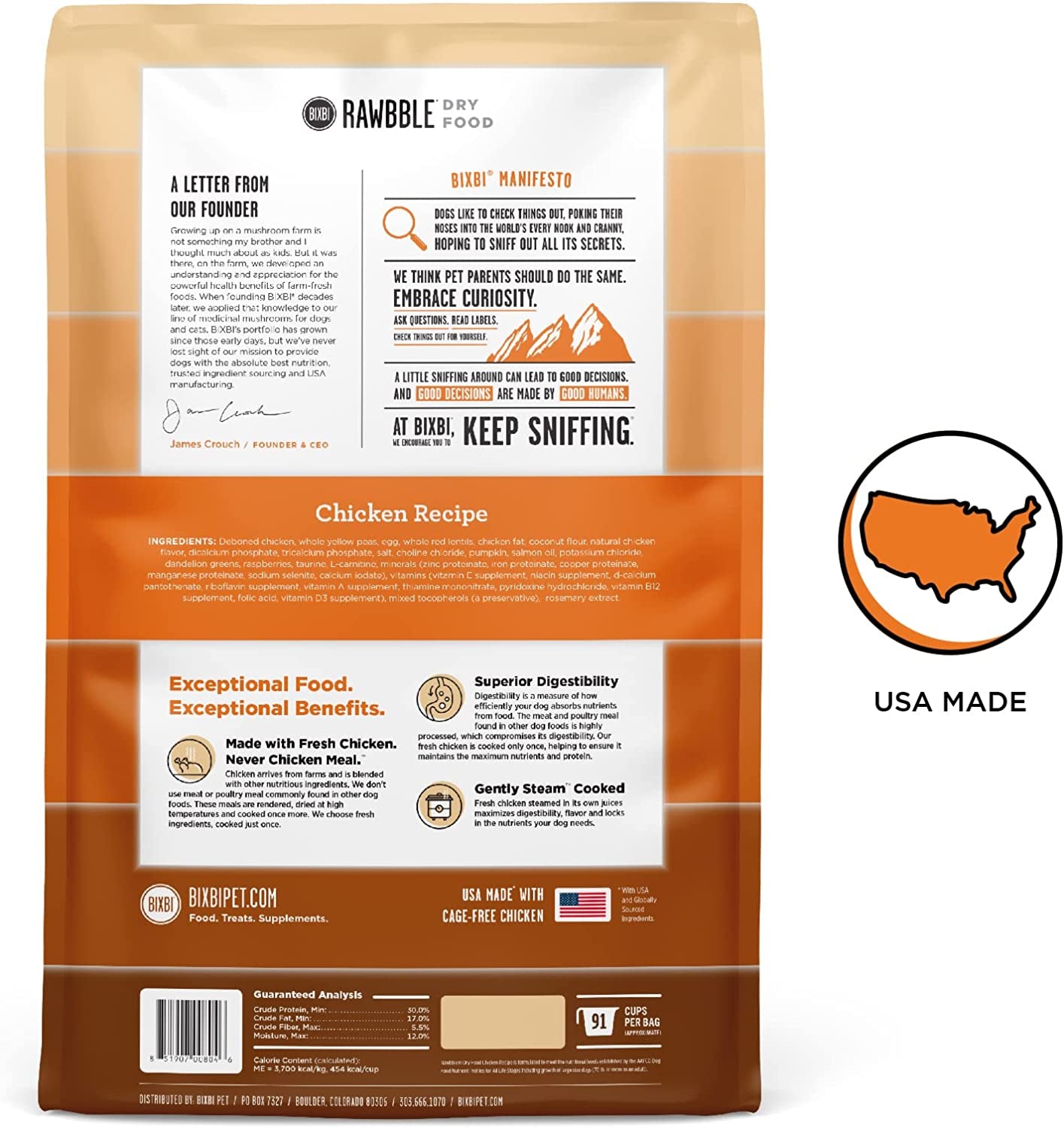 Rawbble Dry Dog Food, Chicken, 24 Lbs - USA Made with Fresh Meat - No Meat Meal & No Corn, Soy or Wheat - Freeze Dried Raw Coated Dog Food - Minimally Processed for Superior Digestibility