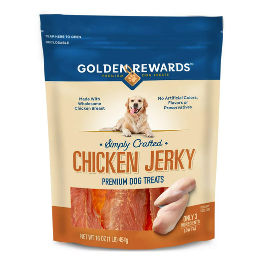 Chicken Flavor Premium Dry Jerky Treats for All Dogs, 16 Oz