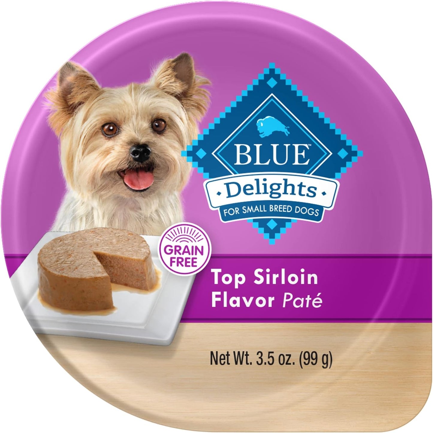 Delights Natural Adult Small Breed Wet Dog Food Cups, Pate Style, Top Sirloin Flavor in Savory Juice 3.5-Oz (Pack of 12)