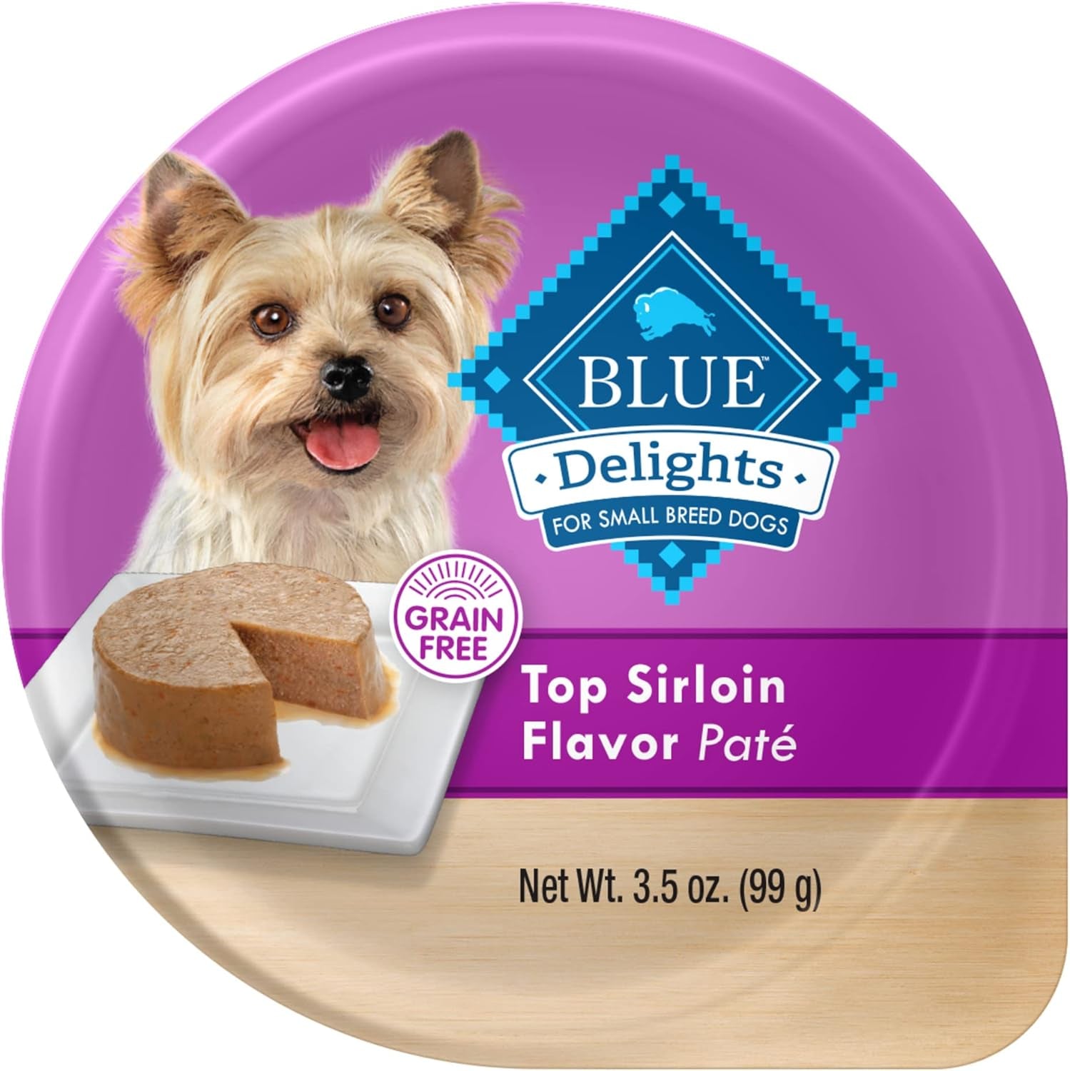 Delights Natural Adult Small Breed Wet Dog Food Cups, Pate Style, Top Sirloin Flavor in Savory Juice 3.5-Oz (Pack of 12)